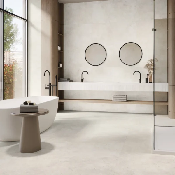 Photograph of flooring tiles in neutral colors 