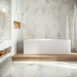 Picture of marble tiles set on an elegant bathroom 
