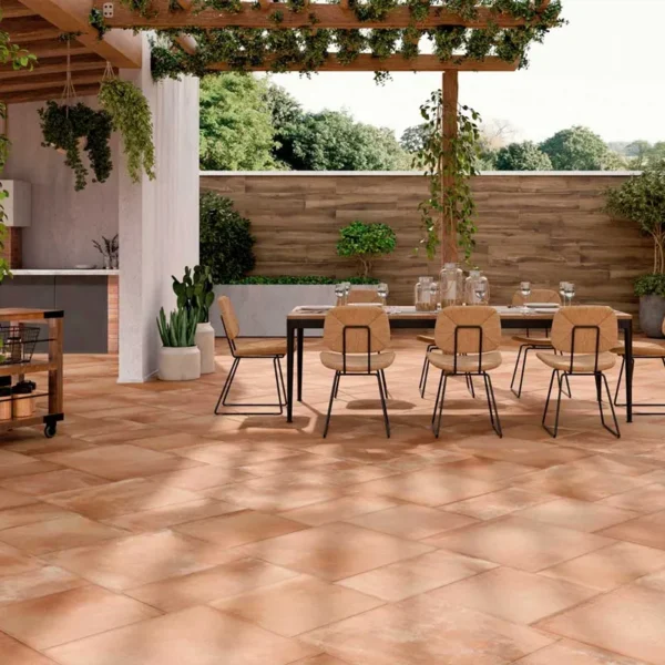 Terracotta tile manufacturers catalogue´s picture showing a mediterranean style terrace   