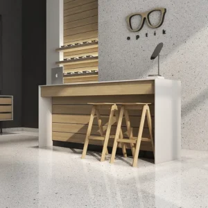 Modern terrazzo effect tiles set on a commercial area 