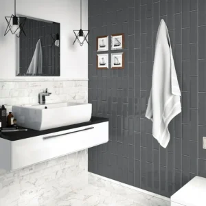 Dark grey subway tiles