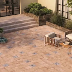 terracotta tiles flooring on a mediterranean look patio 