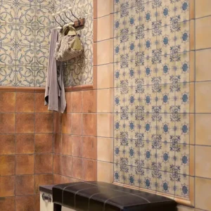 terracotta tiles combined with victorian tiles